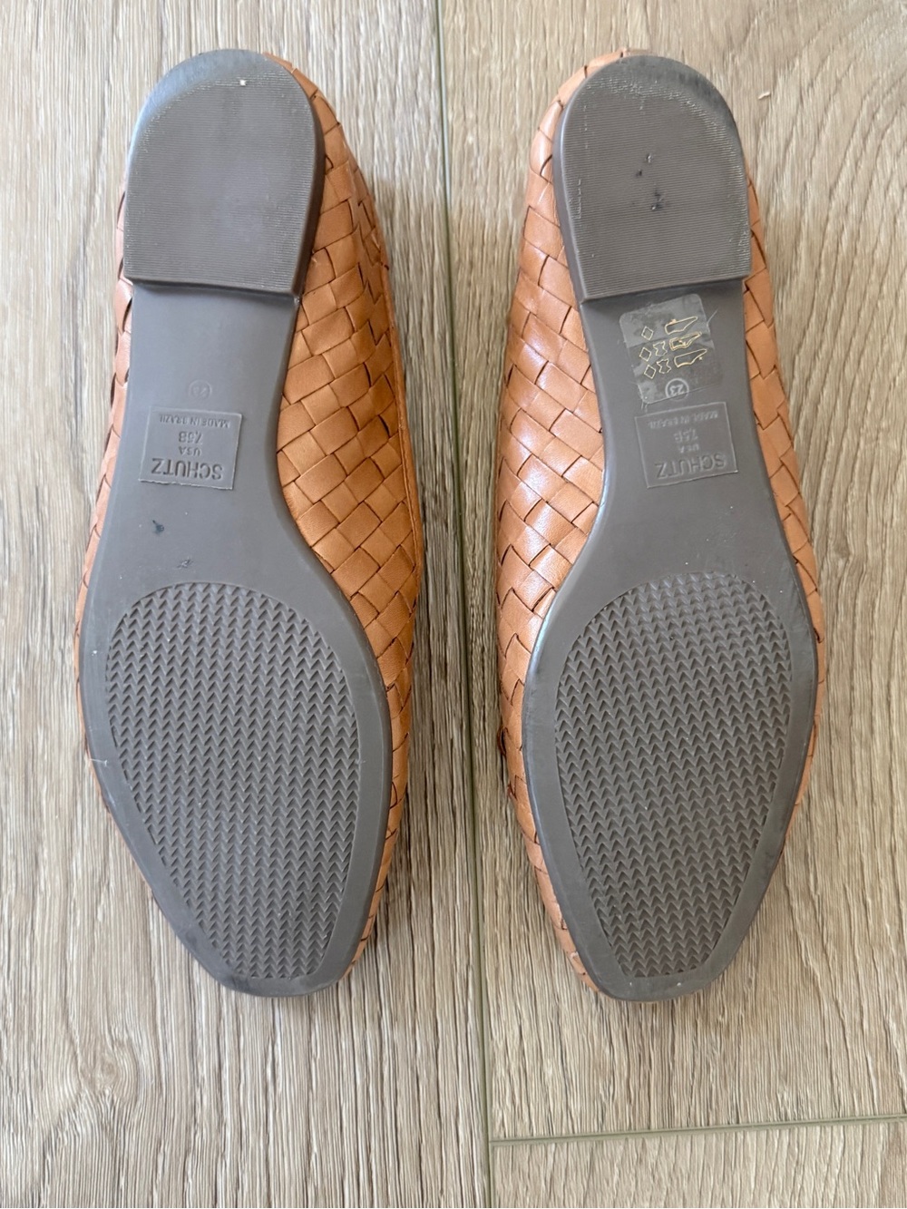 SCHUTZ Woven Leather Ballet Flats in Cognac 7.5 - Picture 2 of 4